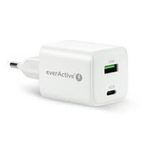 GaN tinklinis įkroviklis su 1 USB ir 1 USB-C jungtimis, palaikantis Quick Charge 4.0 technologiją, 45 W, baltas