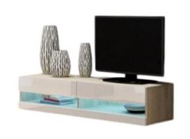 TV staliukas Cama Meble Vigo New 140, balta sp./soft 9016 sp., 140 cm x 30 cm x 40 cm