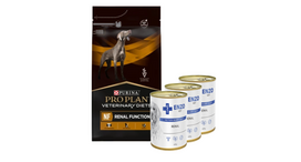 PURINA Veterinary PVD NF Renal Function 3kg + ENZO VET Inkstų dietos inkstų ligoms gydyti su jautiena šunims 3x400g