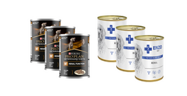 PURINA Veterinary PVD NF Renal Function 3x400g skardinė + ENZO VET Inkstų dietos inkstų ligoms gydyti su jautiena šunims 3x400g