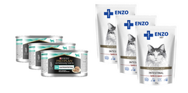 PURINA Veterinary PVD EN CAT 3x195g  - skardinė + ENZO VET Žarnynas su ėriena padaže katėms 3x100g