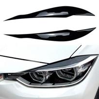 2 vnt. blizgios juodos spalvos priekinių žibintų antakių dangteliai BMW 3 serijos F30 F31 2012-2018