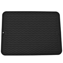 Silikoninis indų džiovinimo kilimėlis 40 x 30 cm Didelis indų džiovinimo kilimėlis Stalviršio kilimėlis, Indų džiovinimo kilimėlis Kriauklės kilimėlis Didelis silikoninis padėkliukas 40x30cm juoda