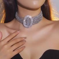 High-Grade Exaggerated Shiny Claw Chain Wide Version Of The Crystal Women's Necklaces Fashion Bridal Wedding Dress Accessories Necklaces
