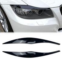 2vnt blizgus juodas priekinio žibinto antakių dangtelis BMW 3 serijos E90 E91 sedanui Touring 2005-2012 m.