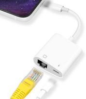 "2 in 1 Lightning to RJ45 Ethernet Adapter", KozyOne 10Mbps/100Mbps RJ45 Ethernet adapteris su įkrovimo prievadu, suderinamas su iPhone/iPad/iPod, greitas ir stabilus žaidimams internete ir vaizdo įrašų žiūrėjimui