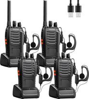 "Baofeng Walkie Talkies" dvipusės radijo stotelės PMR446 Radijas Profesionalus 16 kanalų interkomo radijo imtuvas Siųstuvas ir imtuvas Įrenginys su baterija, ausinėmis ir USB įkrovimo stotele (4 vnt.)