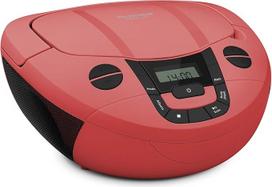 "TechniSat Viola CD-1" nešiojamasis stereo CD grotuvas, "Boombox" su praktiška rankena (CD radijas vaikams, FM radijo imtuvas, "Bluetooth" priėmimas, 2 x 1 W RMS galia, maitinimas iš tinklo ir iš baterijos), raudonas