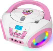 "TinyGeeks" melodijos Vaikų "Boombox" CD grotuvas vaikams + FM radijas + baterijos + mėlynas radijas - su garsiakalbiais vaikams ir mažiems vaikams - rožinis