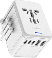 "VOOMY" adapteris, skirtas daugiau nei 170 šalių, kelioninis adapteris JAV su 2 USB A, kelioninis kištukas su 3 USB C, kelioninis adapteris visame pasaulyje su greitojo įkrovimo funkcija, adapterio lizdas su automatinio atstatymo elektros saugikliu