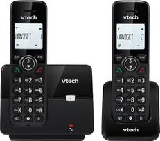 "VTech CS2001" belaidis telefonas "Home Duo", fiksuotojo ryšio telefonas, DECT telefonas, paprastas naudoti, itin stiprus klausymasis, skambinimas laisvomis rankomis, skambinančiojo ID, foninis apšvietimas, juodas