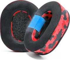 "WC Freeze Blackshark" vėsinančios gelinės ausų pagalvėlės 2020-2022 m. "Razer Blackshark V2" ir "V2 Pro" modeliams (netinka 2023 m. modeliui) - didesnis komfortas, storis ir garso izoliacija | Raudonas kamufliažas