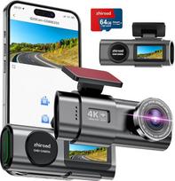 4K "WiFi" prietaisų kamera, 170° itin plataus kampo prietaisų kamera automobilio priekyje, programėlės valdymo automobilio prietaisų kamera su 64G SD kortele ir nuimamu laikikliu, 1,47 colio IPS ekranas, naktinis matymas, WDR, G jutiklis, kilpos įrašymas,