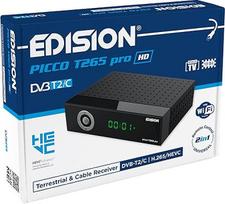 EDISION Picco T265 Pro HD antžeminis ir kabelinis imtuvas DVB-T2/C H.265 HEVC FTA Full HD, PVR, USB, HDMI, SCART, S/PDIF, IR Eye, USB WiFi palaikymas, universalus nuotolinio valdymo pultas "2-in-1", maitinimo šaltinis "2-in-1