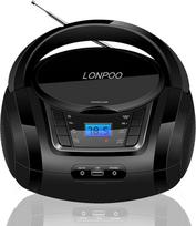 LONPOO CD grotuvas Nešiojamasis "Boombox" su FM radiju, USB, "Bluetooth", AUX įvestimi ir ausinių lizdo išvestimi, stereofoninio garso garsiakalbis ir garso grotuvas