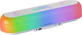 MARSGAMING MSB-ORB Nešiojamasis garsiakalbis + garso juosta 20 W, "Orbilight RGB" 360° apšvietimas, garso juosta su trijų garsiakalbių sistema, žaidimų garsiakalbis "Bluetooth 5.3" / USB/MicroSD/AUX/FM, baltas