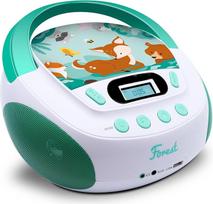 MOOOV Forest 477147 CD MP3 grotuvas vaikams su USB prievadu ir garso įvesties ausinių išvestimi, žalias