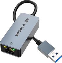 SODOLA USB 2.5Gb LAN adapteris Ethernet adapteris iš USB 3.0 į RJ45 2500Mbps Gigabitinio tinklo adapteris iš aliuminio Suderinamas su nešiojamaisiais kompiuteriais, planšetiniais kompiuteriais, kompiuteriais su "Windows 11/10/8", "MacOS" ir kt.