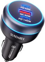 SUNDAREE 230 W Cigaretės žiebtuvėlio USB C, 3 prievadai 12 V 24 V automobilinis PD tipo QC greitojo įkrovimo mobiliojo telefono automobilinio įkroviklio adapteris, skirtas Samsung S24 A55/iPhone 16 15/Google Pixel 9/Redmi Note