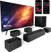 ULTIMEA 7.1 erdvinio garso sistema televizoriui su "Dolby Atmos", programėlės valdymu, 4 laidiniai erdviniai garsiakalbiai, 460 W garso juosta išmaniajam televizoriui su belaidžiu žemų dažnių garsiakalbiu, namų kino garso sistema, Poseidon D80