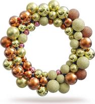 VALENTHERA Kalėdinis vainikas su eglutės puokštelėmis - Advento vainikas oranžinis, auksinis, elegantiškas, su kalėdinėmis puokštelėmis - skersmuo 36 cm - durų vainikas, kalėdinė dekoracija