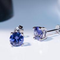 7 mm apvalūs tanzanito auskarai 925 prabos sidabro violetiniai vinukai violetinė