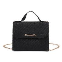 Embossing Chain Square Bag Pu  Shoulder Crossbody Mobile Phone Bag juoda