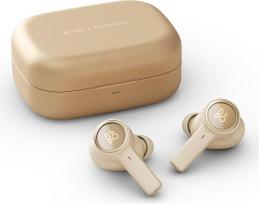 "Bang & Olufsen Beoplay EX" belaidės "Bluetooth" triukšmą slopinančios ausinės, iki 28 valandų veikianti baterija, vandeniui atsparios ausinės darbui, sportui ir laisvalaikiui su įkrovimo dėžute - aukso spalvos
