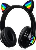 "Bluetooth" ausinės vaikams, mergaičių katės ausinės per ausis su LED šviesa, sulankstomos stereofoninės "Bluetooth" ausinės, belaidės ausinės vaikams su mikrofonu, skirtos planšetiniam kompiuteriui / mobiliajam telefonui / asmeniniam kompiuteriui (juodos