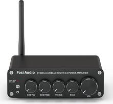 "Fosi Audio BT30D Bluetooth 5.0" stereofoninio garso imtuvo stiprintuvas 2.1 kanalo mini Hi-Fi D klasės stiprintuvas su 50 W x2 + 100 W, skirtas namų lauko pasyviajam garsiakalbiui / žemų dažnių garsiakalbiui Aktyvusis žemų dažnių garsiakalbis