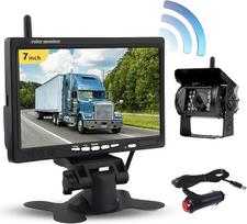 "Hikity" belaidės skaitmeninės atbulinės eigos kameros rinkinys su 7 colių LCD monitoriumi Vandeniui atsparus naktinio matymo galinis belaidis fotoaparatas, skirtas namams ant ratų / kemperiams / sunkvežimiams / autobusams / furgonams (12-24 V)