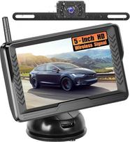 "Inefala" belaidė atbulinės eigos kamera su 5 colių HD IPS monitoriumi, valstybinio numerio ženklas IP69 vandeniui atspari automobilio atbulinės eigos kamera, skirta lengviesiems automobiliams, sunkvežimiams, visureigiams, mikroautobusams