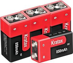 "Kratax" baterija 9 V blokas 850 mAh įkraunamos ličio jonų baterijos, 4 vnt., tinka multimetrams, signalizacijos sistemoms, radijo imtuvams ir kt.