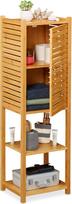 "Relaxdays" bambuko vonios kambario lentyna, 5 lentynos su durelėmis, laisvai pastatoma, vonios kambarys ir virtuvė, siauri vonios kambario baldai, V x Š x G: 113 x 35 x 29 cm, natūrali, 1 vnt.