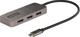 "StarTech.com" 3 prievadų USB-C kelių monitorių adapteris, USB Type-C į 3X DisplayPort 1.4 MST šakotuvą, trigubas 4K 60Hz DP nešiojamųjų kompiuterių ekrano plėstuvas/skirstytuvas, HDR, ypač ilgas integruotas kabelis, "Windows