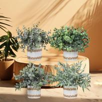 4 Pieces Small Fake Plants Artificial Potted Faux Bonsai for Bedroom Indoor Style A