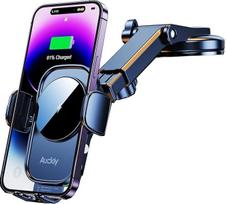 Auckly 15 W greitas belaidis įkroviklis automobilinis mobiliojo telefono laikiklis su įkrovimo funkcija Automatinė indukcinė Qi įkrovimo stotelė Automobilinis įkroviklis Mobiliojo telefono laikiklis Automobilinis siurbtukas iPhone 13/12/11Pro/Max