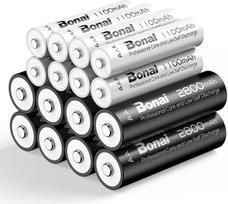 BONAI baterijos 8 x AA ir 8 x AAA 2800/1100 mAh įkraunamos baterijos Didelės talpos 1,2 V AA/AAA NI-MH įkraunamos baterijos Mažas savaiminis išsikrovimas