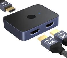 HDMI skirstytuvas 8K@60Hz 4K@120Hz, 8K HDMI perjungiklis Splitter 2 in 1 Out, HDMI 2.1 jungiklis palaiko 8K@60Hz, HDCP 2.2/2.3, 48Gbps, 3D, HDR, HDMI skirstytuvas HDTV / monitoriui / nešiojamiesiems kompiuteriams / PS5 / Xbox