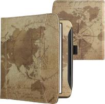 kwmobile Flip Case Compatible with Pocketbook Era/Era Colour - Front Compartment Hand Strap - Travel Vintage Brown Light Brown