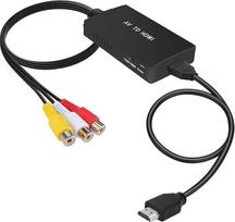 RCA į HDMI keitiklis, AV į HDMI adapteris, AV kompozitinis CVBS vaizdo ir garso keitiklio adapteris, palaikantis 1080P, skirtas PS2/PS3/STB/Xbox VHS/VCR/Blue-Ray DVD grotuvams