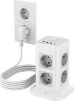 TESSAN 8 jungčių daugkartinis kištukinis lizdas su USB C ir 3 USB A, prailginimo kabelis, 5 m paskirstymo lizdas, apsauga nuo viršįtampių, daugkartinis kištukinis lizdas su jungikliu namams, 3600 W kištukinis lizdas