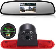「18 mm objektyvo aukščiausios kokybės atbulinės eigos kamera + 4,3 colių automobilio galinio vaizdo veidrodis」 Stabdžių žibintas Automobilio stogo atbulinės eigos kamera, skirta Fiat Doblo 263 Van (2010-iki dabar) / Opel Combo (2011-2018)