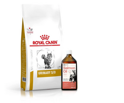 ROYAL CANIN Urinary S/O LP34 7kg + Lab-V 100% lašišų aliejus įvairaus amžiaus šunims ir katėms 500ml šalto spaudimo
