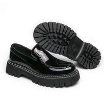 Men Creepers  Loafer Dress Elevator Shoes Height Increase Green Leather Thick Sole Platform Shoes Plus Size EU: 38 juoda