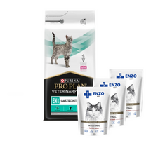 PURINA Veterinary PVD EN Gastrointestinal Cat 5kg + ENZO VET Žarnynas su ėriena padaže katėms 3x100g