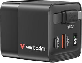 Verbatim Gan Charger 65W 2xUSB-C PD,1xUSB-A, retrac. Cable 32217