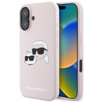 Karl Lagerfeld KLHMP16SSKCHPPLP iPhone 16 6.1" pink hard case with double-sided silicone print and MagSafe compatibility