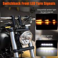 Motociklo šakės priekinė Led posūkio signalo lemputė 39-41Mm Gintaro spalvos mirksėjimo indikacinė lemputė, skirta Harley Honda Yamaha Suzuki Bobber Chopper juoda