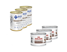ROYAL CANIN Gastro Intestinal Puppy 3x195g skardinė Šuniukai + ENZO VET Žarnyno dieta šunims su ėriena 3x400g
